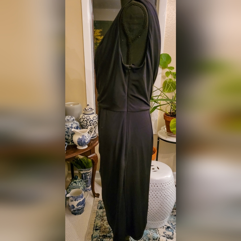 White House Black Market Black V-Neck Front & Back Dress - Picture 3 of 5